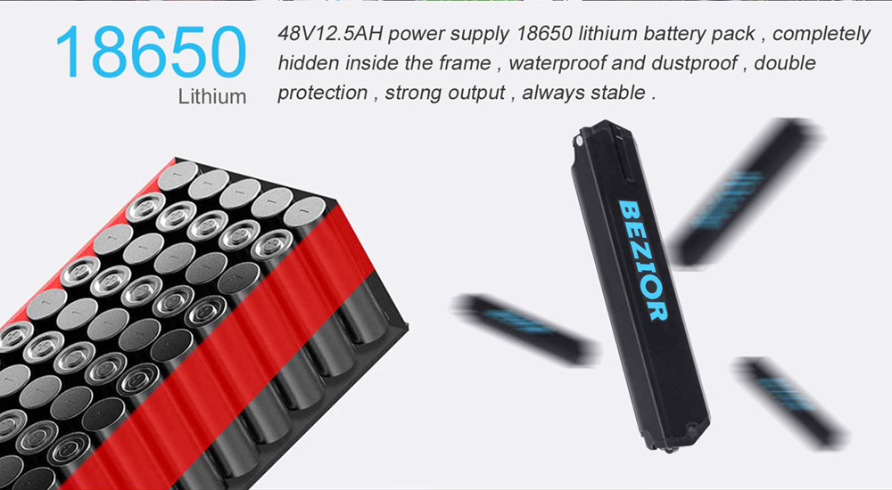 Bezior M2 Pro Electric Moped Bike 500W Motor 100km Range 12.5Ah Battery 26*2.125'' Wheels 25km/h Max Speed - Black