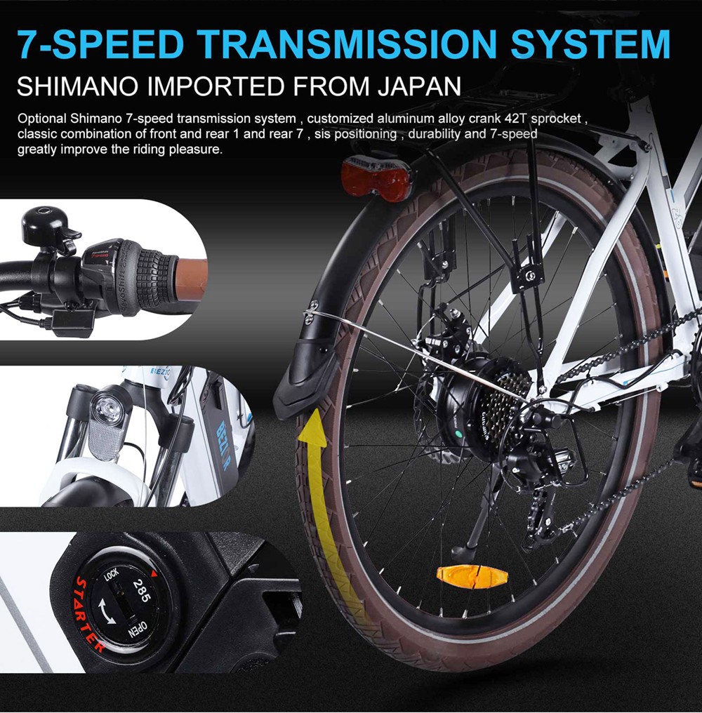Bezior M2 Pro Electric Moped Bike 500W Motor 100km Range 12.5Ah Battery 26*2.125'' Wheels 25km/h Max Speed - White