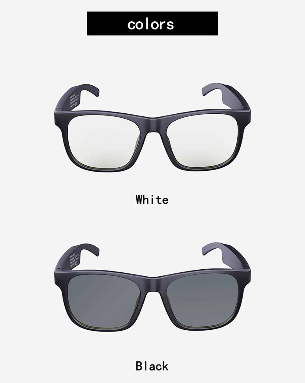 Bluetooth TWS Audio Eyewear Blue Light Lens Sunglasses Open Ear Music & Hands Free Calling for Men & Women - Transparent