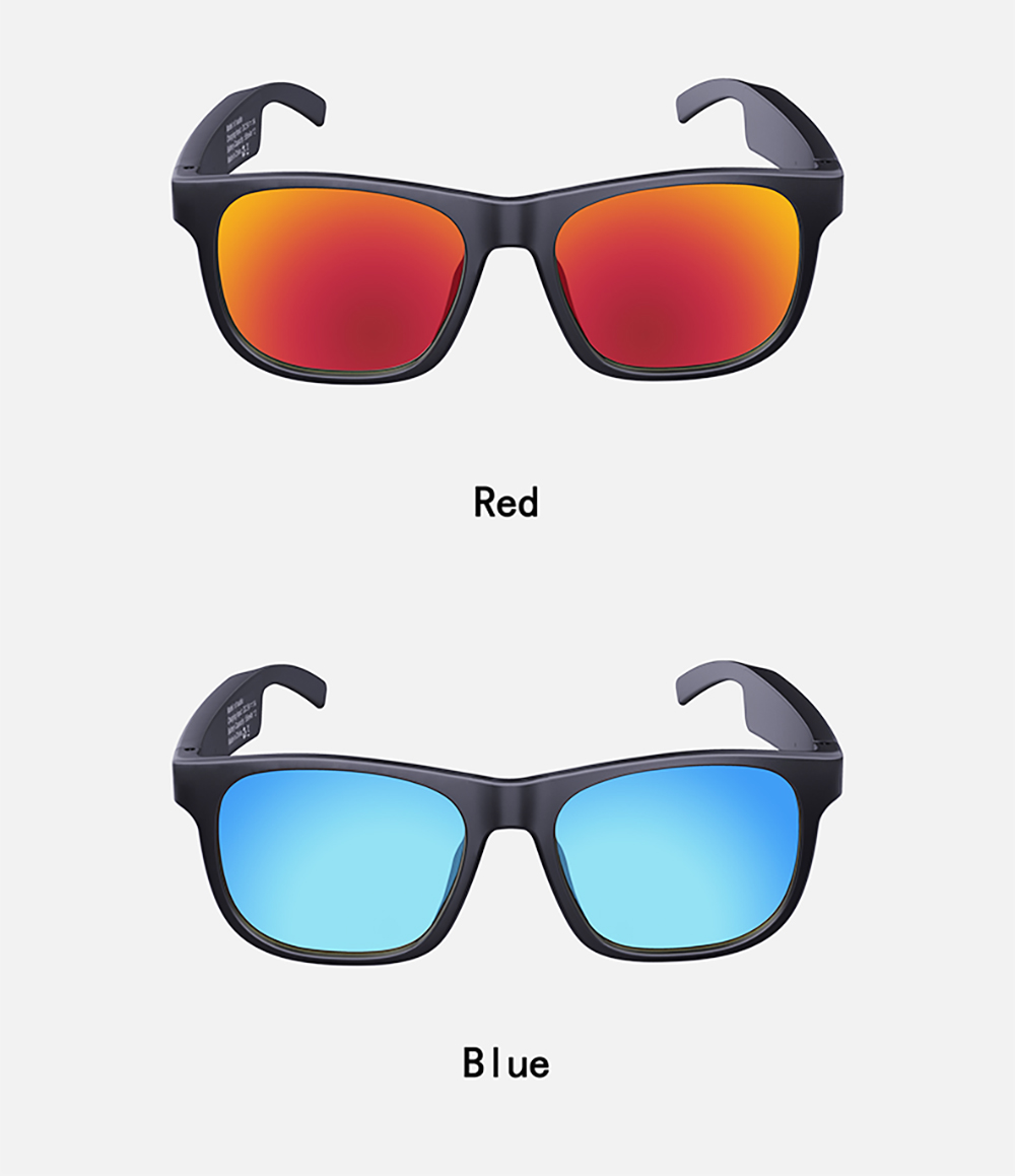 Bluetooth TWS Audio Eyewear Polarized Sunglasses Open Ear Music & Hands Free Calling for Men & Women - Red