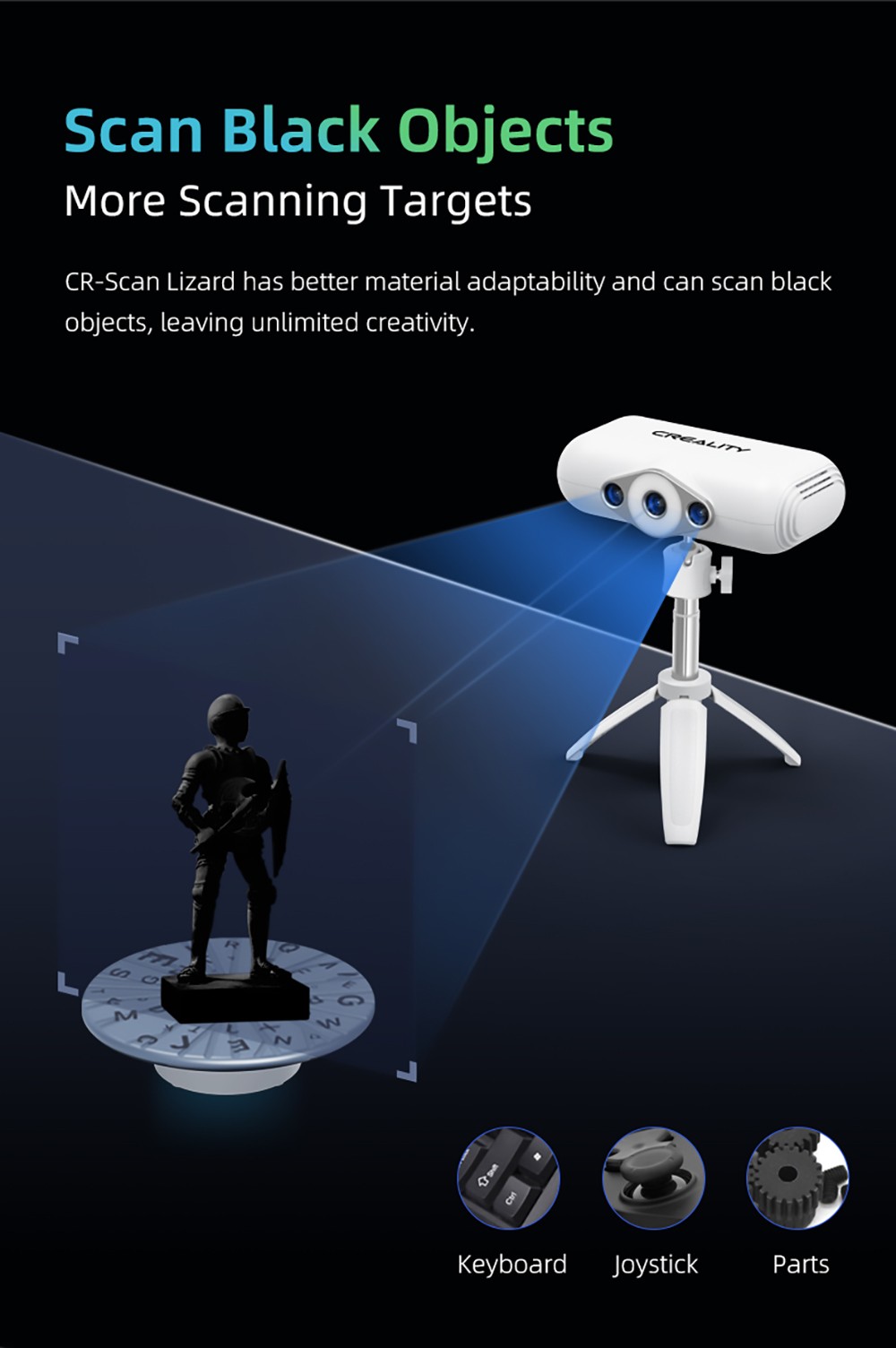 Creality CR-Scan Lizard Scanner 3D 0,05 mm Ultra-Haute Précision Numérisation Sans Marqueur Optimisation en Un Clic