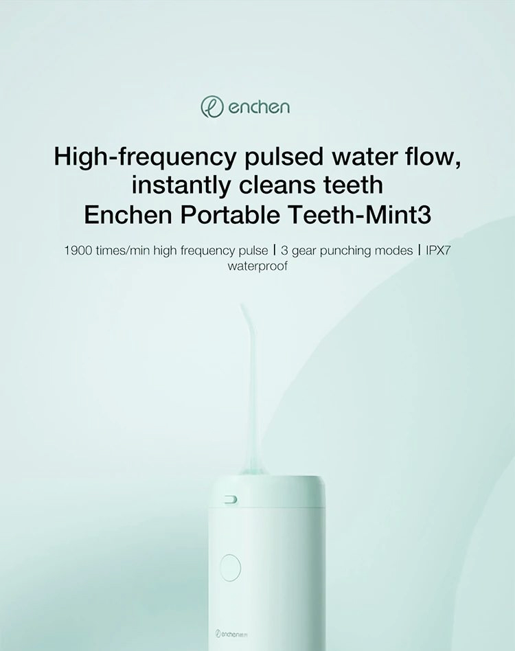 Enchen Mint 3 Oral Irrigator Electric Water Flosser 140ML 3 Modes Teeth Cleaner Water Jet IPX7 Waterproof Dental Flusher
