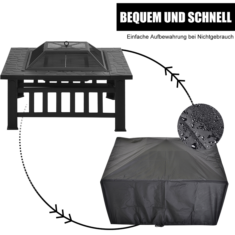 Fire Pit with Grill Grate, Fire Bowl with Spark Guard Pit for BBQ, Heating, Garden Patio 3 in 1 Outdoor Fire Pit - Black