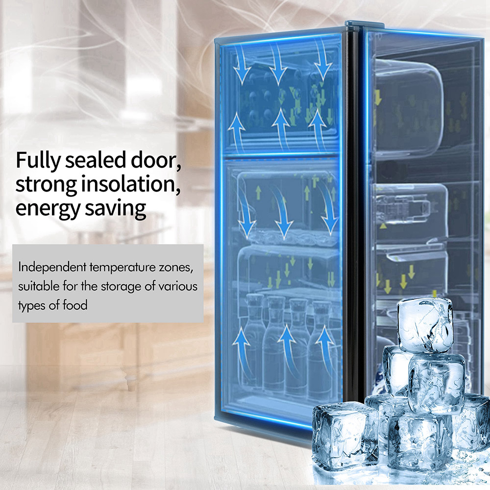 Chladnička s mrazničkou 88L celkový objem, 8L objem mrazničky, 80L objem chladničky 106 kWh/rok, -18 -10 stupňov Celzia, LED osvetlenie