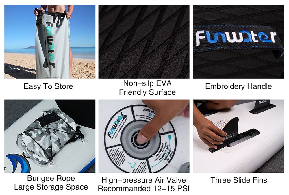 Funwater Smilling Face 335x82x15cm Inflatable Stand Up Paddling Board Adjustable Maximum Load 150kg with Accessor