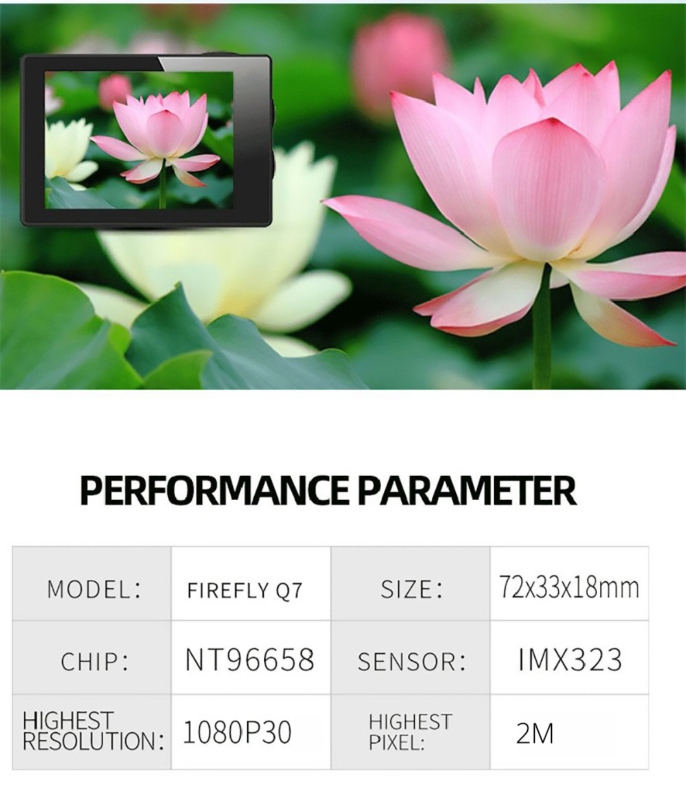 Hawkeye Firefly Q7 120 Degree Wide Angle 1080P 30FPS HD Mini WiFi FPV Action Sport Camera Aerial Camcorder - Orange