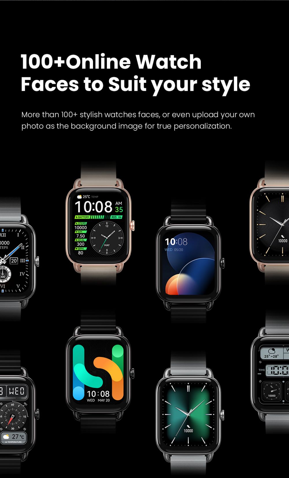 Haylou RS4 Plus Smartwatch 1.78-Inch Retina AMOLED HD Display 105 Sports Mode SpO2 Heart Rate - Black