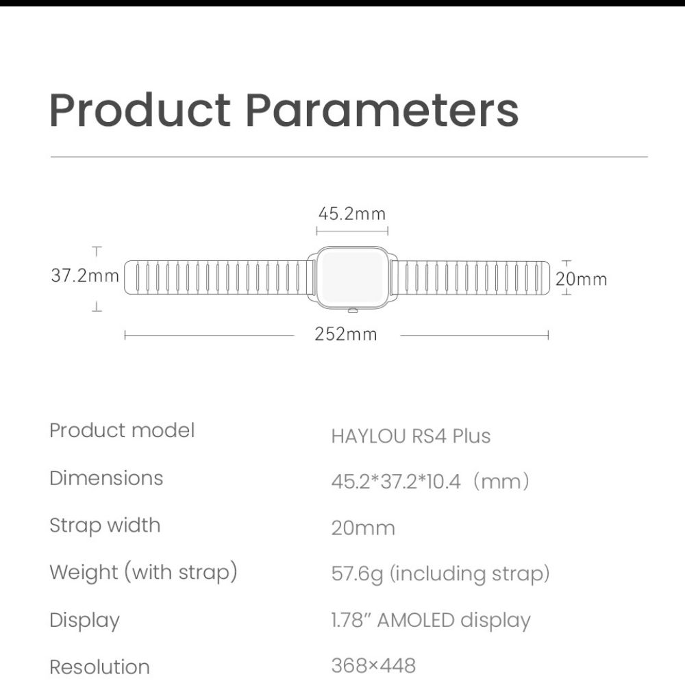 Haylou RS4 Plus Smartwatch 1.78-Inch Retina AMOLED HD Display 105 Sports Mode SpO2 Heart Rate - Gold Magnetic Strap