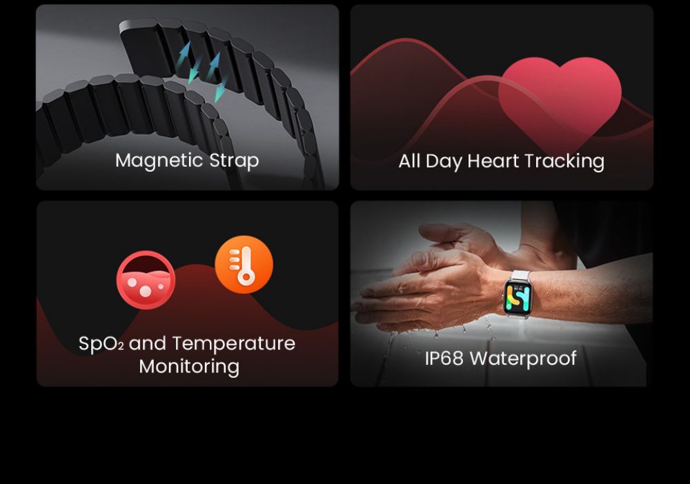 Haylou RS4 Plus Smartwatch 1.78-Inch Retina AMOLED HD Display 105 Sports Mode SpO2 Heart Rate - Gold Magnetic Strap