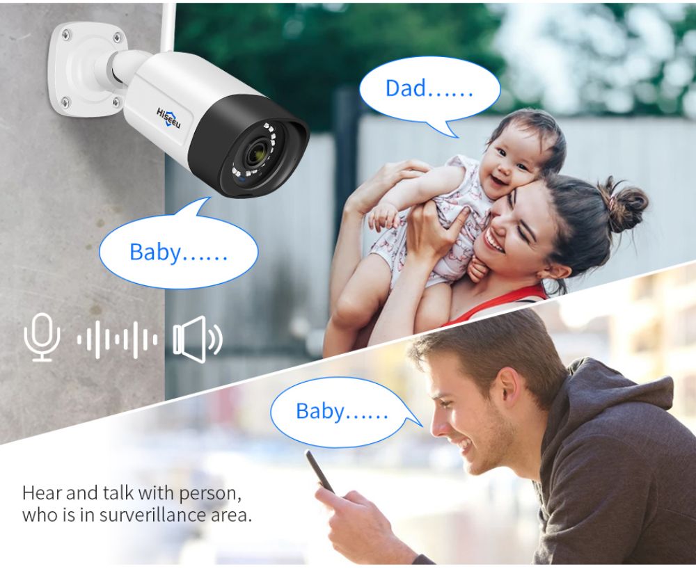 Hiseeu 3MP Wireless CCTV Camera System 2-Way Audio for 1536P IP Camera Outdoor Security System Video Surveillance Kits