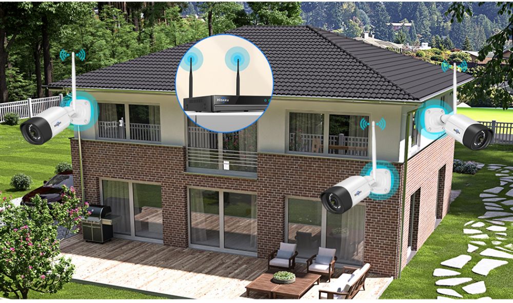 Hiseeu 3MP Wireless CCTV System Camera 2-Way Audio for 1536P IP Camera Outdoor Security System Video Surveillance Kits