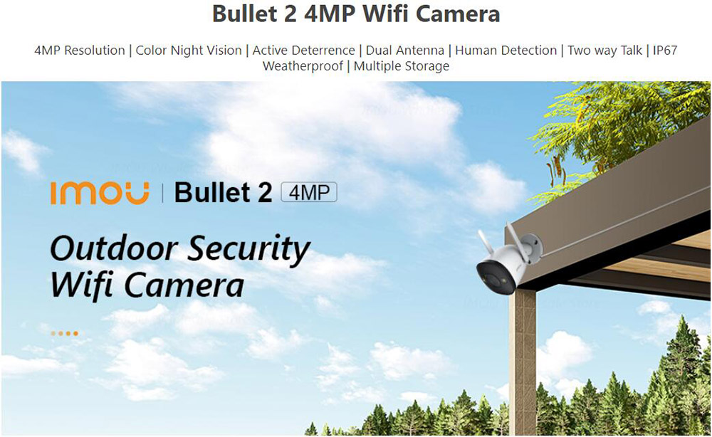 Imou Bullet 2 4MP Outdoor Security Camera 1080P, Night Vision, Active Deterrence, PIR Detection, Two-way Talk