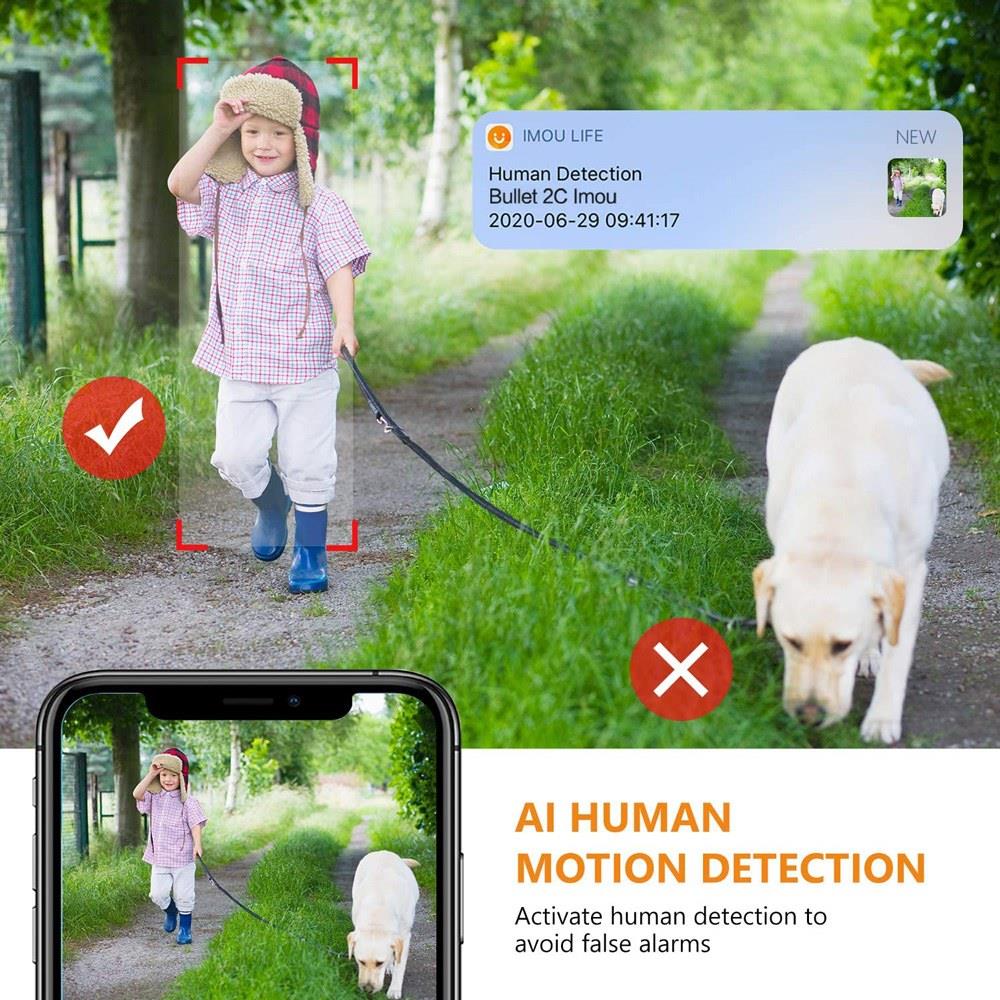 Imou Bullet 2C Wifi Camera Automatic Tracking Weatherproof AI Human Detection Outdoor Surveillance IP Camera