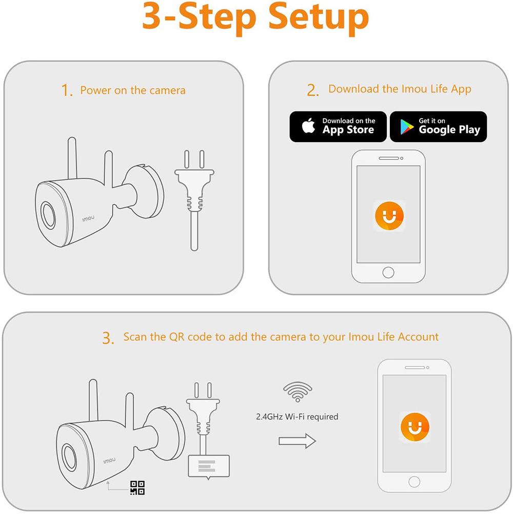 Imou Bullet 2C Wifi Camera Automatic Tracking Weatherproof AI Human Detection Outdoor Surveillance IP Camera