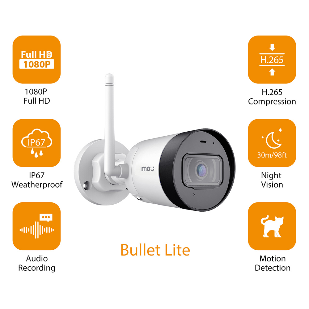 IMOU Bullet Lite Video Monitor IP67 Weatherproof Outdoor Camera