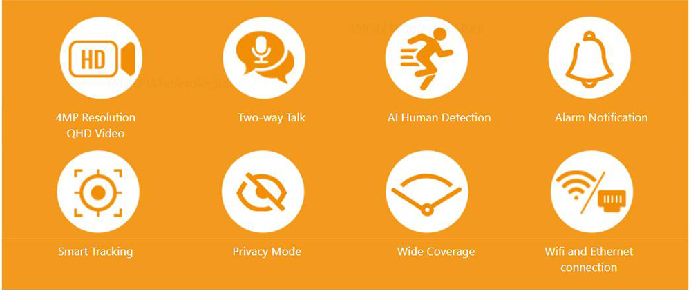 Imou Ranger 2 4MP IP Camera 360 Degree Coverage with AI Human Detection and Privacy Mode, Human Detection, Night Vision