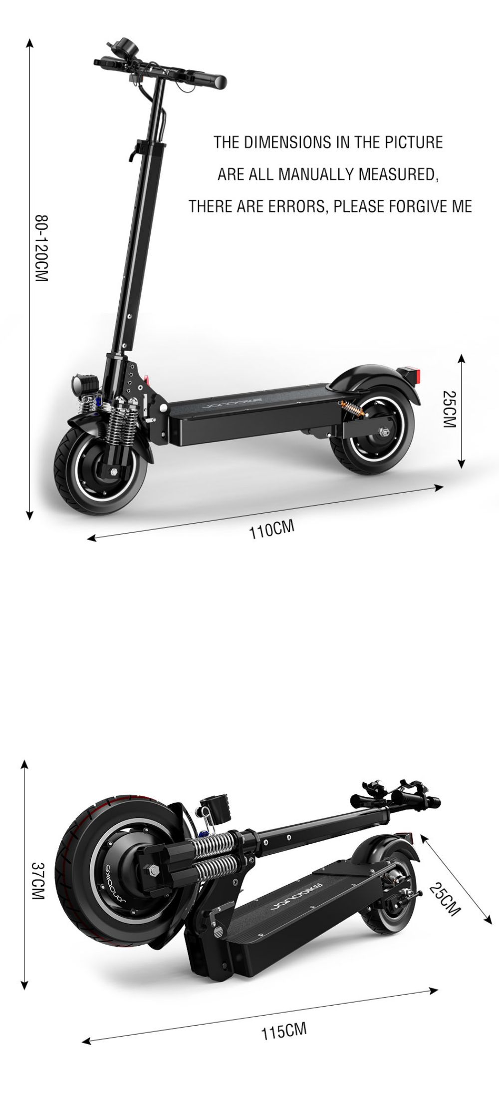 Janobike T10 Electric Scooter 10'' Rubber Tires 1000W*2 Brushless Motors 23.4Ah Battery Hydraulic Brake System