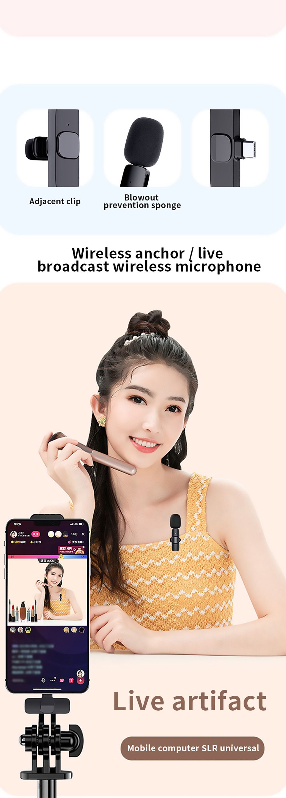 K1 Double Wireless Clip Mics for Smartphone, Laptop, Live Stream, Recording, TikTok, Youtube Video - Type-C
