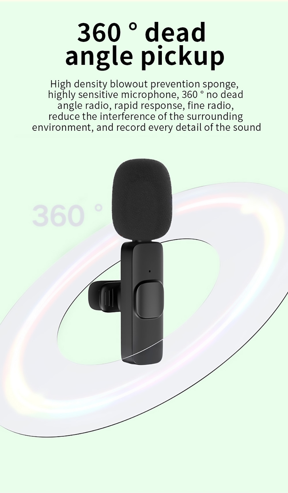 K1 Wireless Clip Mic for Smartphone, Laptop, Live Stream, Recording, TikTok, Youtube Video, Charge the Phone - Type-C