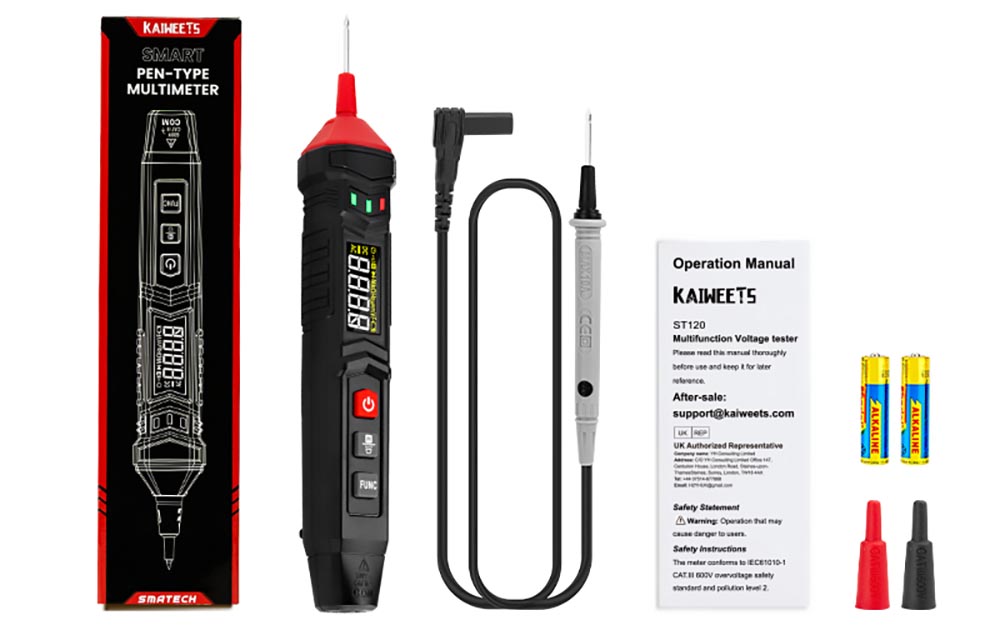 KAIWEETS ST120 Smart Pen Multimeter Digital Voltage Tester DC/AC Non-Contact Voltage Tester with Smart Auto Mode