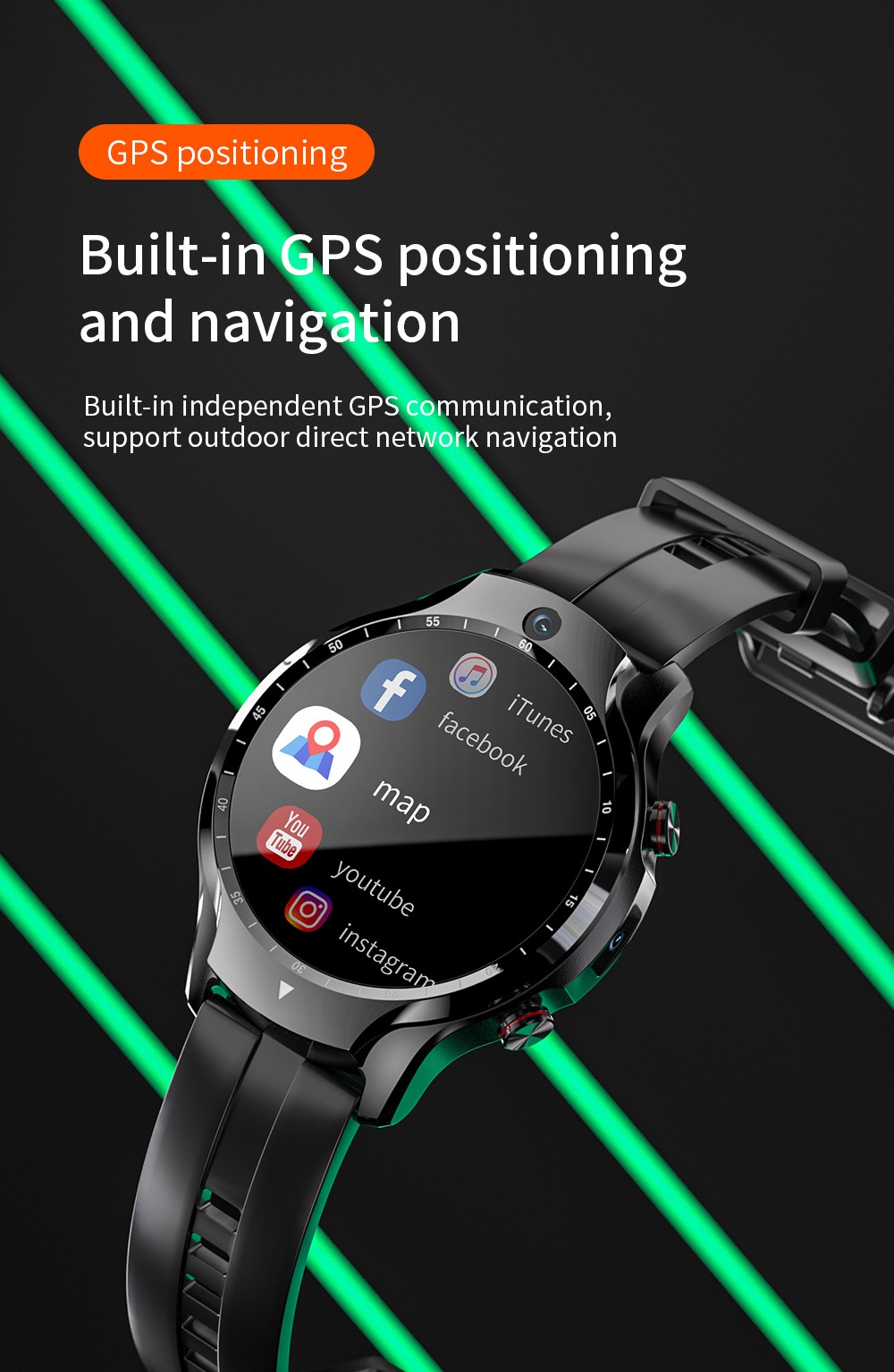 LOKMAT APPLLP 5 Smartwatch 4G WiFi LTE Watch with Dual Cameras 1.6'' TFT Screen RAM 4GB ROM 128GB for Android and iOS