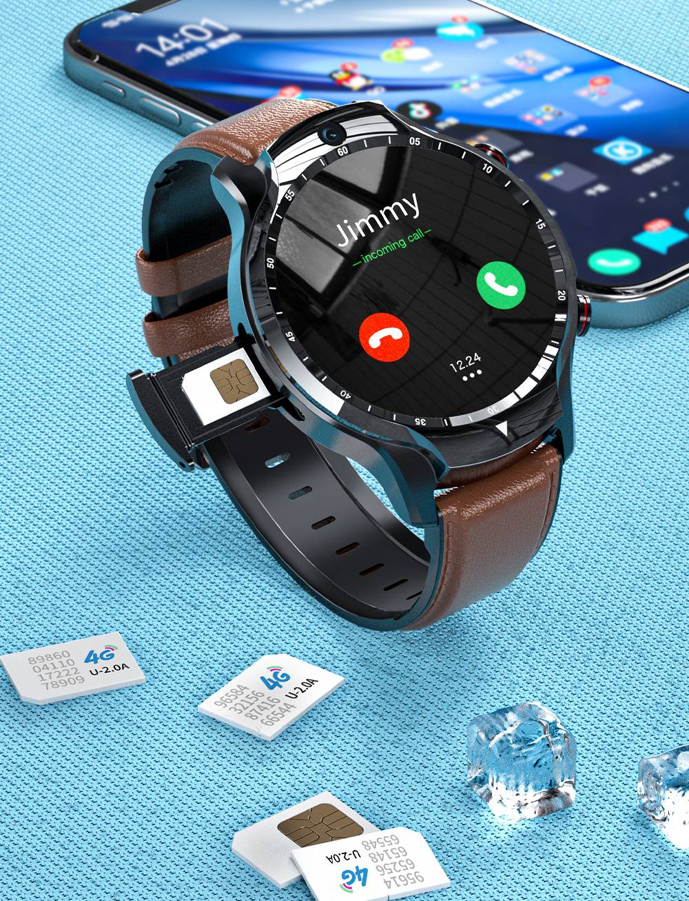 LOKMAT APPLLP 5 Smartwatch 4G WiFi LTE Watch with Dual Cameras 1.6'' TFT Screen RAM 4GB ROM 128GB for Android and iOS