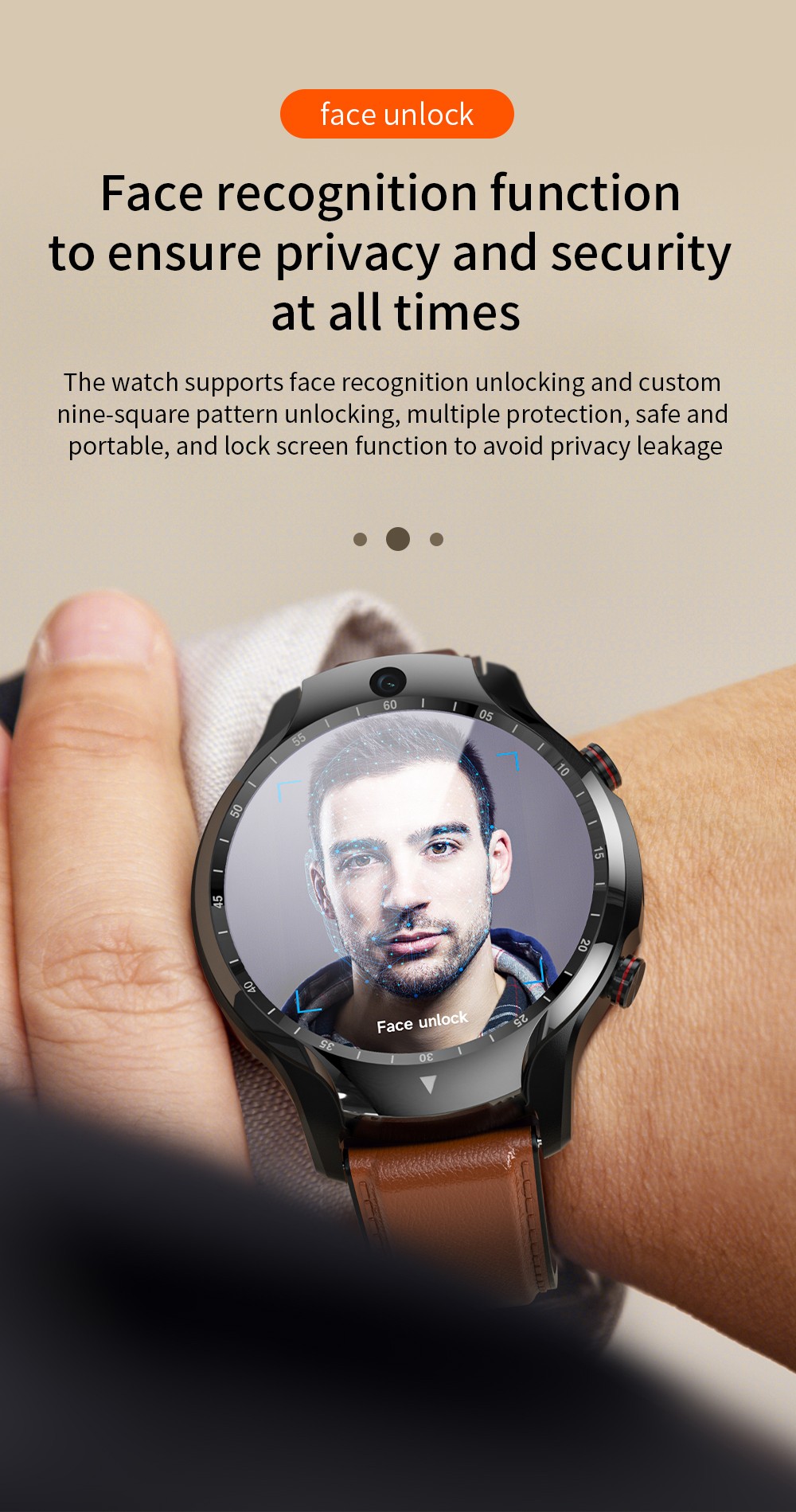 LOKMAT APPLLP 5 Smartwatch 4G WiFi LTE Watch with Dual Cameras 1.6'' TFT Screen RAM 4GB ROM 128GB for Android and iOS