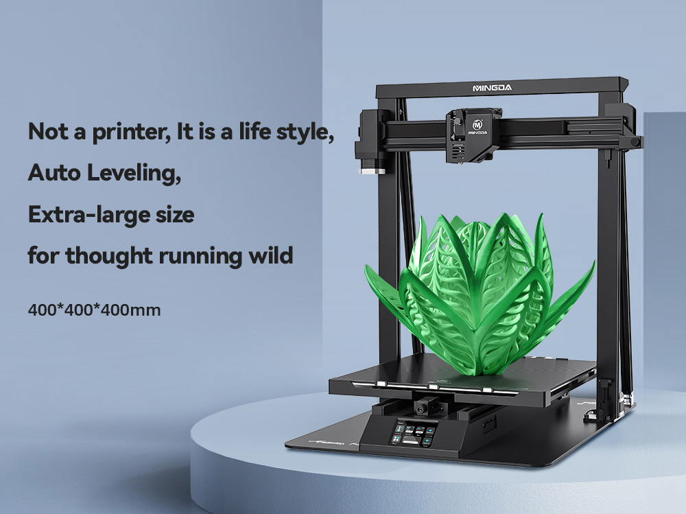 Imprimante 3D MINGDA Magician Pro,  impression de reprise d'extrusion directe à double engrenages à nivellement automatique,  taille d'impression 400*400*400mm