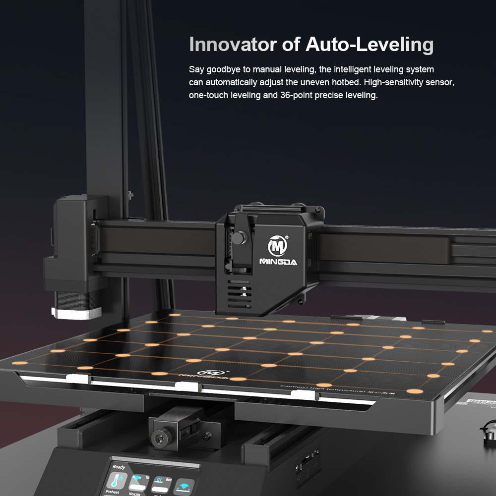 MINGDA Magician Pro 3D Printer, Auto Leveling Double Gears Direct Extrusion Resume Printing, Printing Size 400*400*400mm