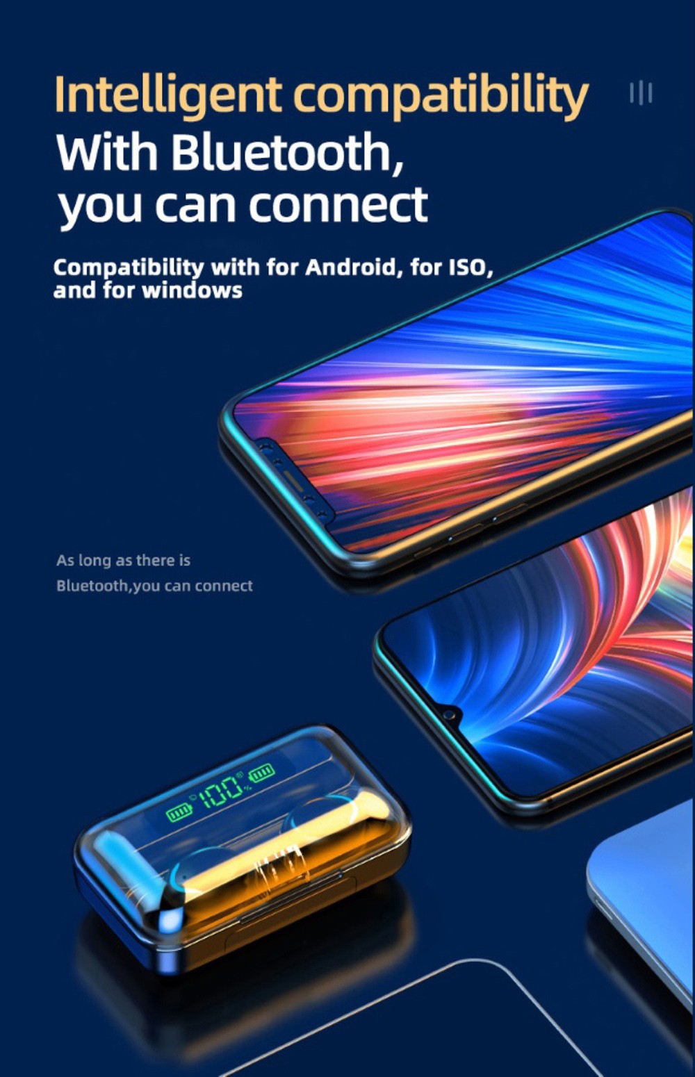 Makibes F9-5C TWS Headphones with Charging Box BT5.0 Stereo Touch Control Sports Earbuds with Microphone - White