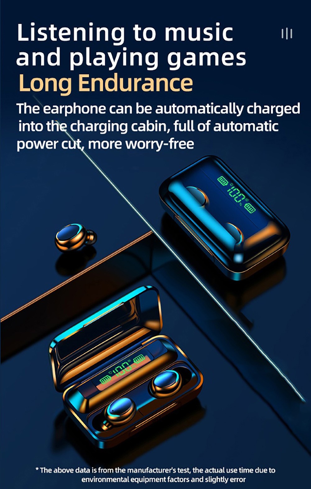 Makibes F9-5C TWS Headphones with Charging Box BT5.0 Stereo Touch Control Sports Earbuds with Microphone - White