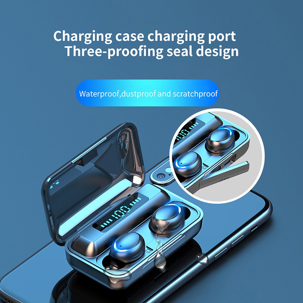 Makibes F9-5C TWS Headphones with Charging Box BT5.0 Stereo Touch Control Waterproof Sports Earbuds - White