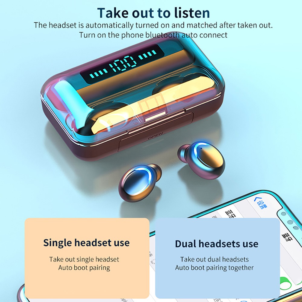 Makibes F9-5C TWS Headphones with Charging Box BT5.0 Stereo Touch Control Waterproof Sports Earbuds - White