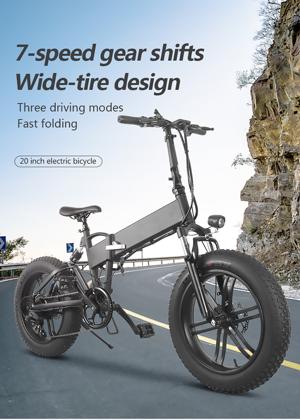 Mankeel MK011 Folding E-bike with Dual Disc Brakes 20'' Tires 7-Speed Gears 10Ah Battery 40-50 Range