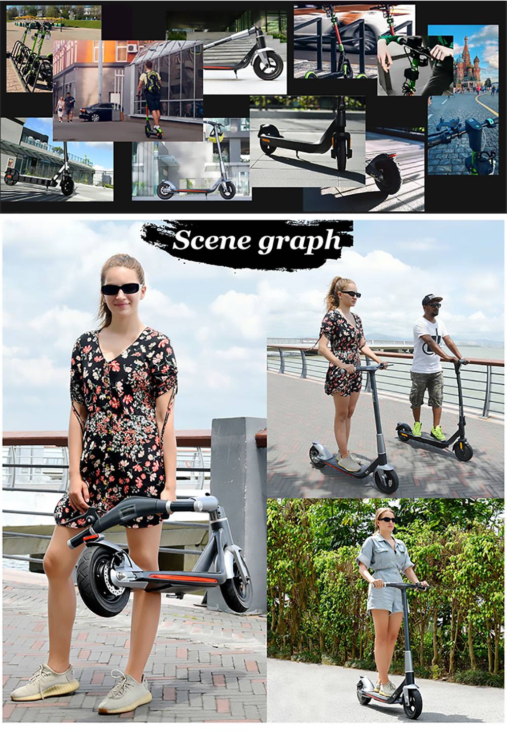 Mankeel Silver Wings Electric Scooter 10'' Tires 9Ah Battery 35km Range 120kg Max Load