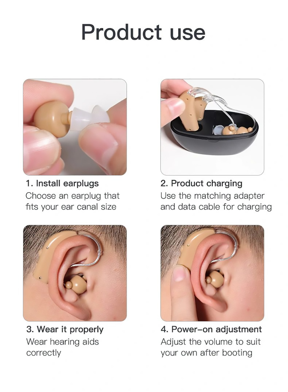 Mini Portable Hearing Aid Noise Reduction Volume Adjustment Ear Sound Amplifier Low Power Non-toxic Hearing Aids