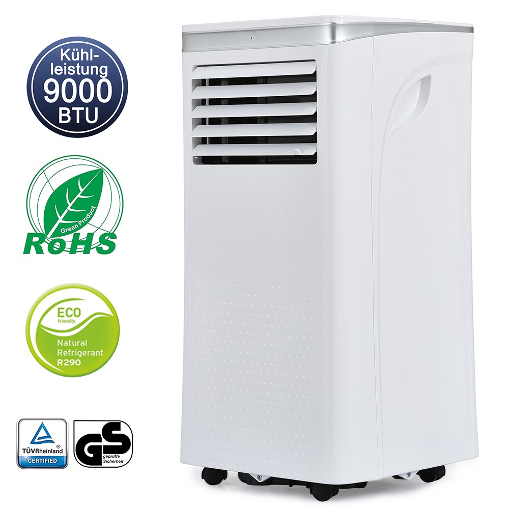 Mobile Air Conditioner 9,000 BTU/h with Dehumidification Exhaust Air Function for Rooms up to 100 m³ 24-hour Timer