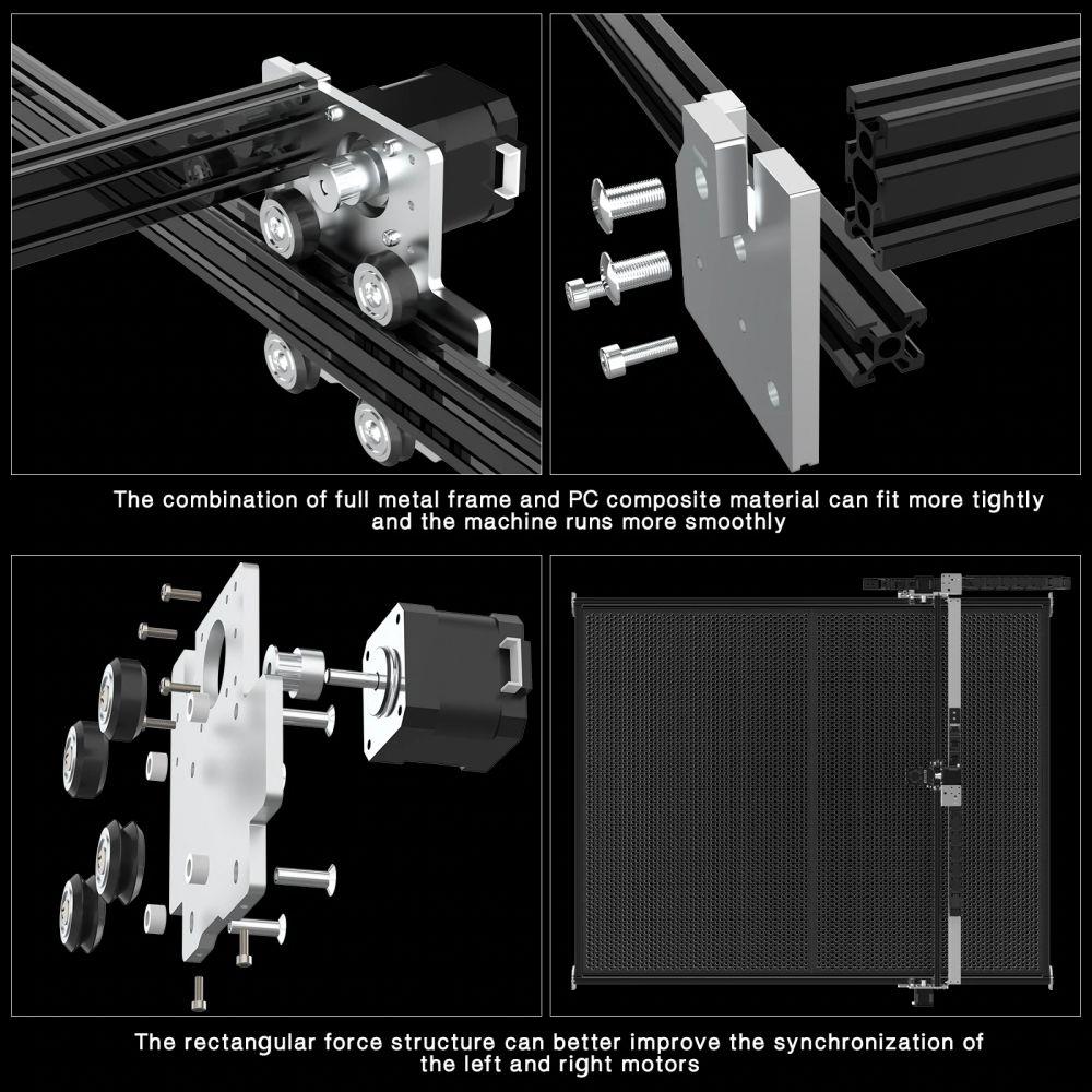 Graveur laser NEJE 3 MAX avec kit de module à double faisceau laser A40640 - 460x810mm - Logiciel NEJE WIN + Contrôle d'application Android