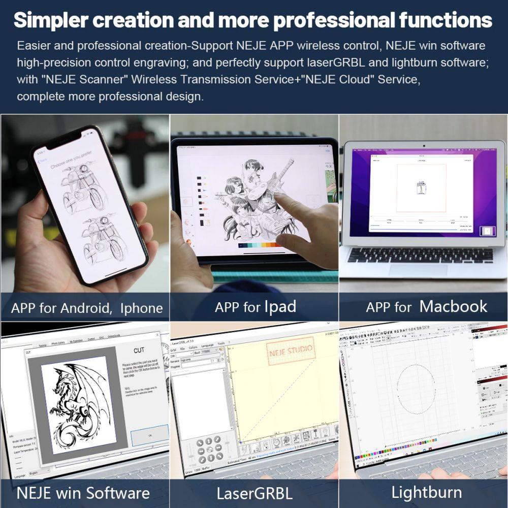 NEJE 3 MAX Laser Engraver with A40640 Dual Laser Beam Module Kit - 460x810mm - NEJE WIN Software + Android App Control