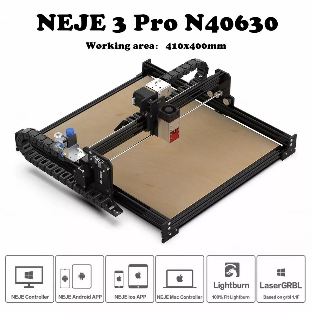 NEJE 3 Pro N40630 CNC Laser Engraver Cutter Expandable 400x1040mm Diode Laser Engraving APP Control Laser GRBL - US Plug