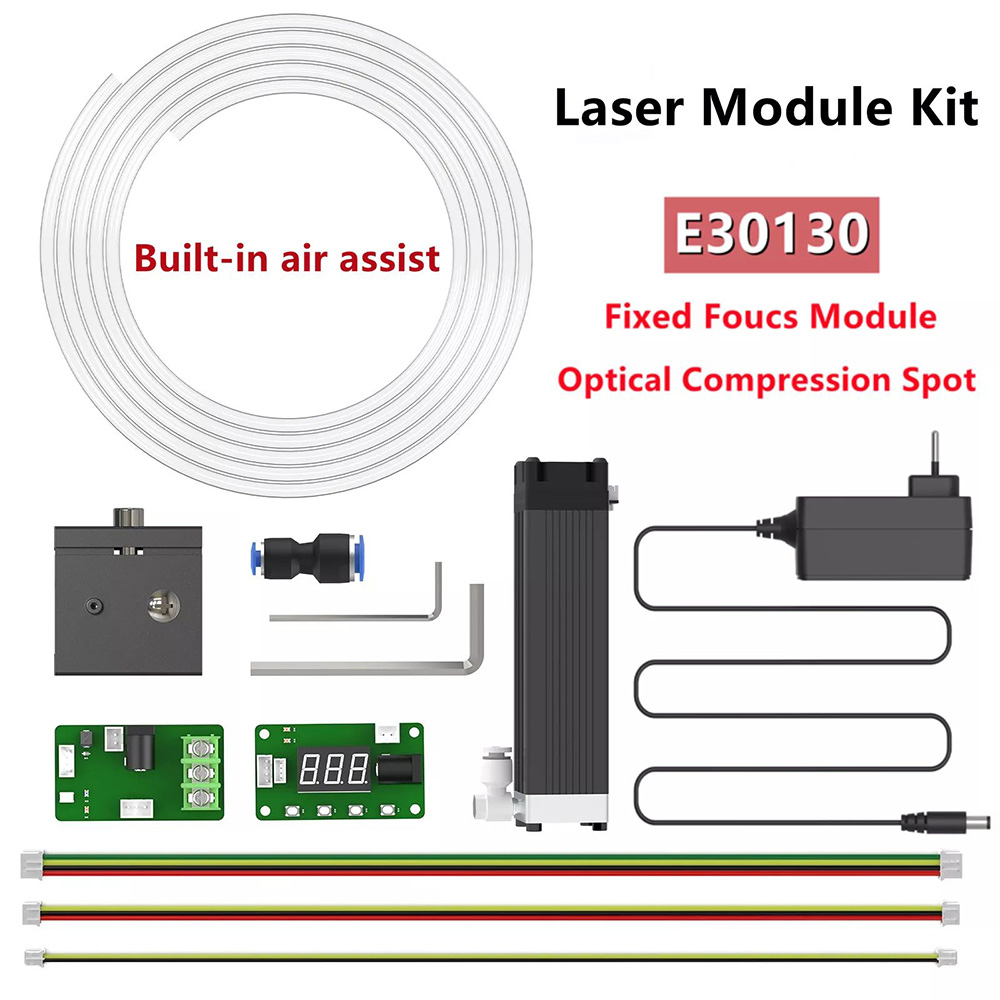 NEJE E30130 5.5-7.5W Laser Module Kit 2, Built-in Air Assist, 0.06*0.06mm Focus Spot, 20mm Fixed Focus 17 NEJE E30130 Optical Compression Spots Fixed Focus Laser Module Kit for CNC Laser Engraver Wood Cutter Metal Mark Tools