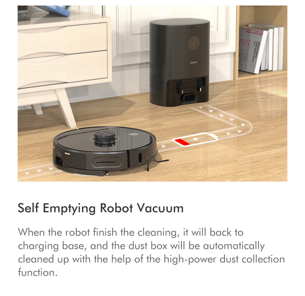 Neabot N2 Robot Vacuum with Self-Emptying Wi-Fi Connected Compatible with Alexa Lidar Navigation Sweep Mop Vacuum 3 in 1