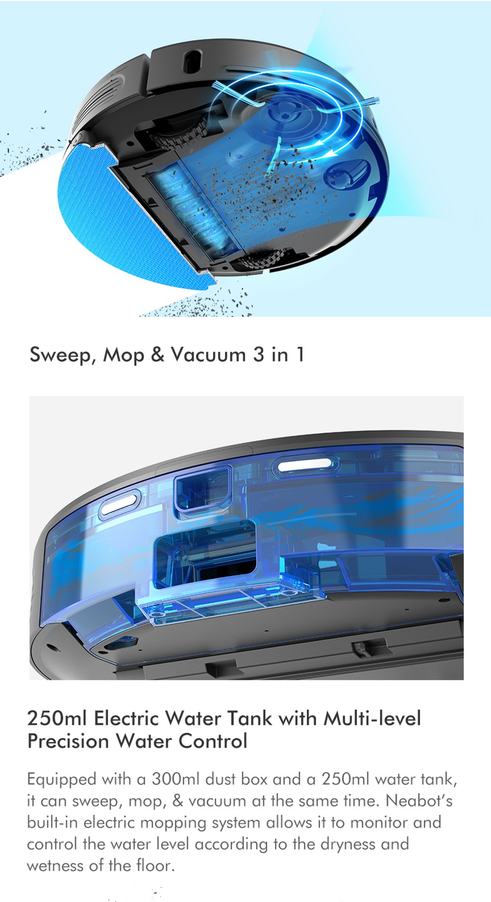Neabot N2 Robot Vacuum with Self-Emptying Wi-Fi Connected Compatible with Alexa Lidar Navigation Sweep Mop Vacuum 3 in 1