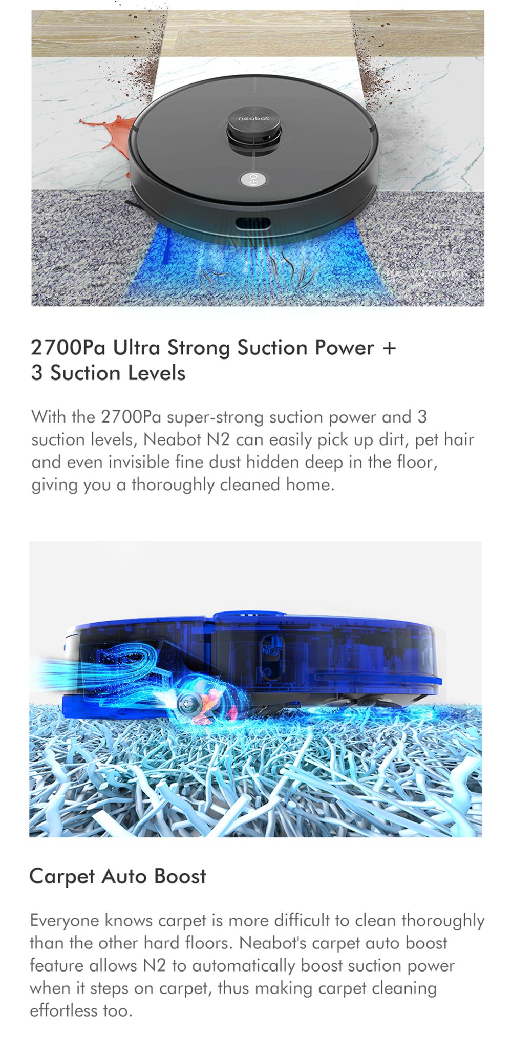 Neabot N2 Robot Vacuum with Self-Emptying Wi-Fi Connected Compatible with Alexa Lidar Navigation Sweep Mop Vacuum 3 in 1