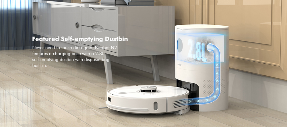 Neabot N2 Robot Vacuum with Self-Emptying Wi-Fi Connected Compatible with Alexa Lidar Navigation Sweep Mop Vacuum 3 in 1