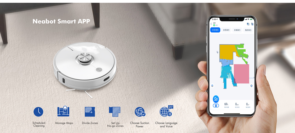 Neabot N2 Robot Vacuum with Self-Emptying Wi-Fi Connected Compatible with Alexa Lidar Navigation Sweep Mop Vacuum 3 in 1