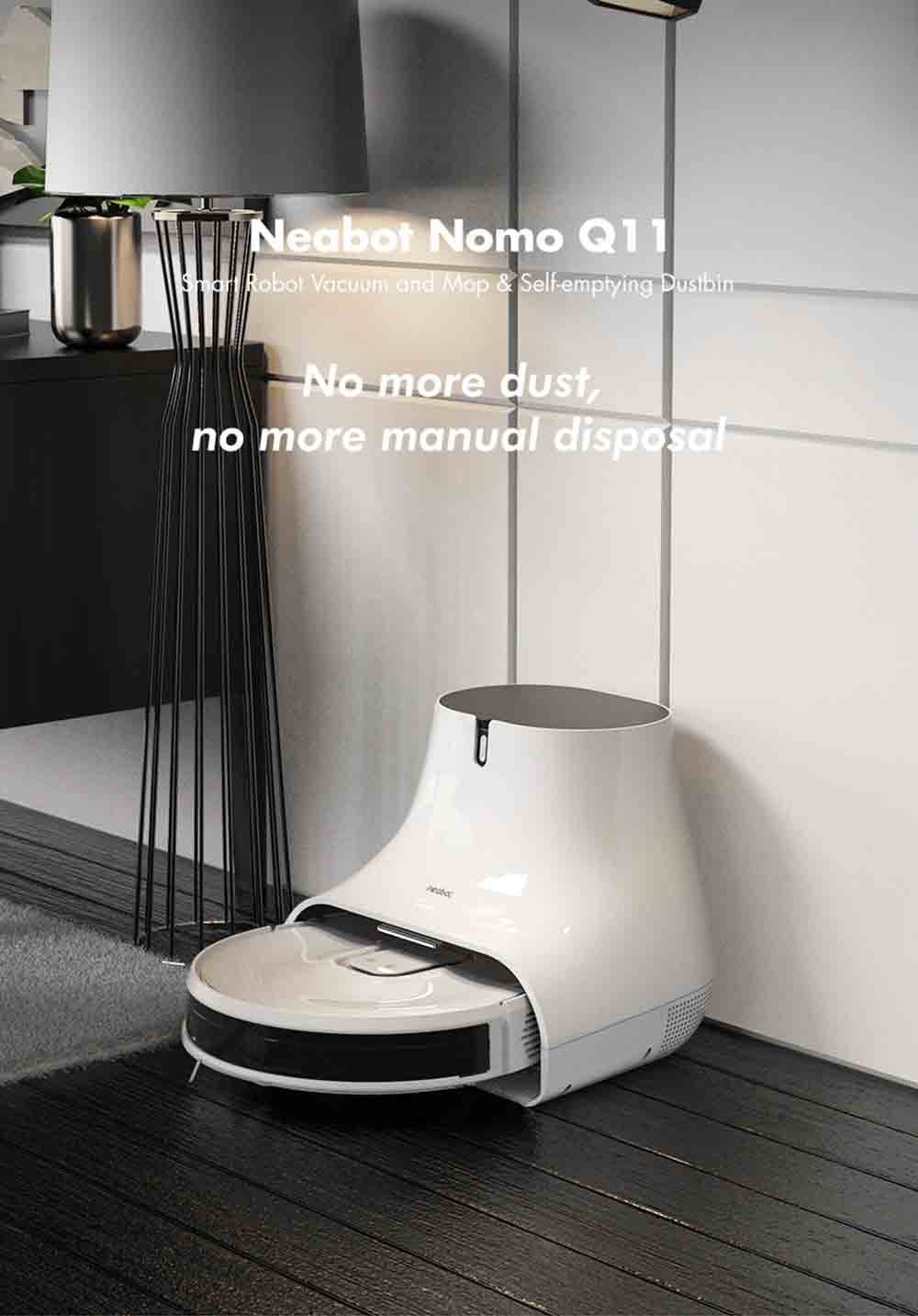 Neabot Q11 Robot Vacuum Cleaner 4000Pa Strong Suction Self Emptying Robotic Vacuum, Wi-Fi / Bluetooth Connectivity