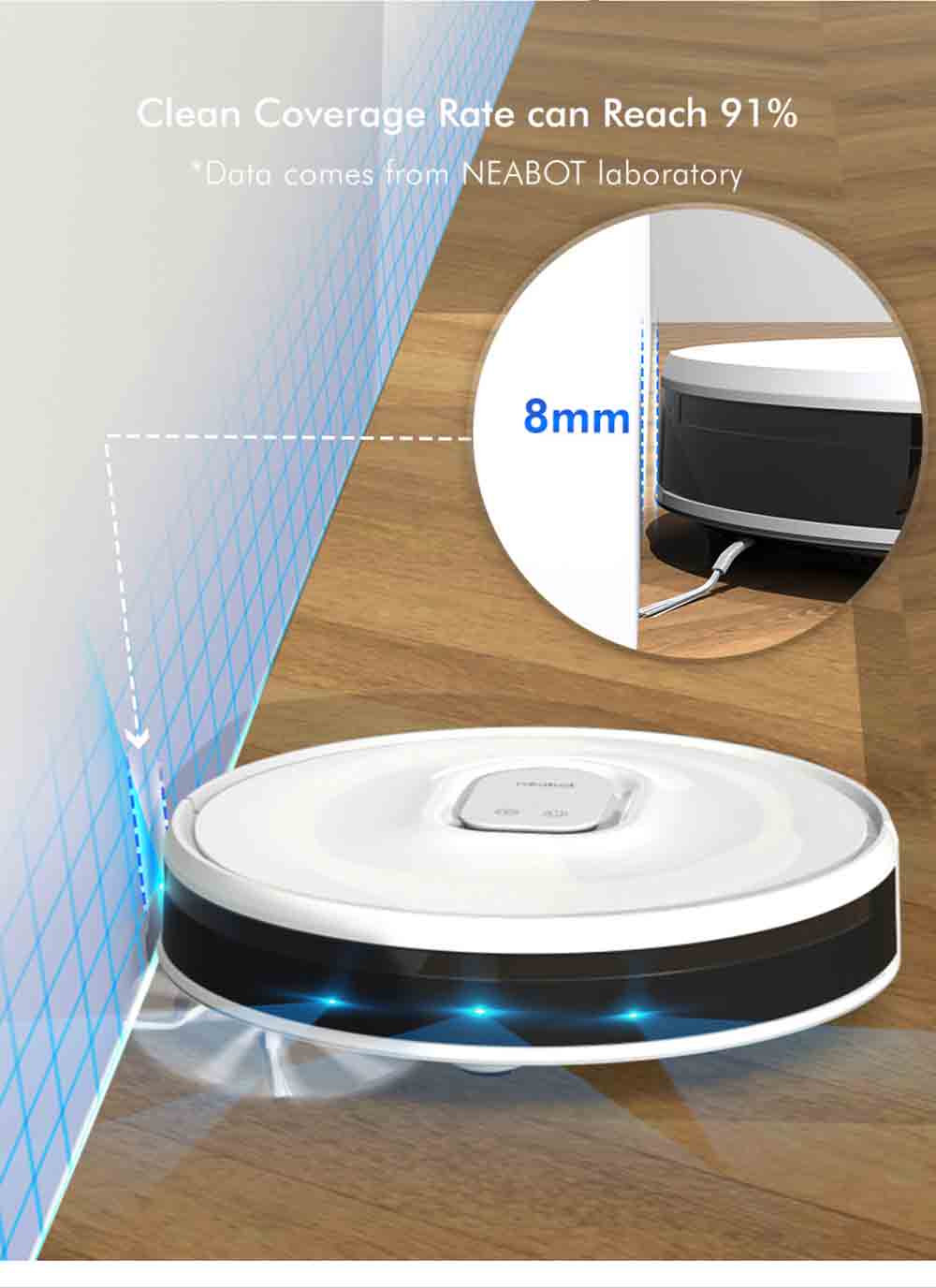 Neabot Q11 Robot Vacuum Cleaner 4000Pa Strong Suction Self Emptying Robotic Vacuum, Wi-Fi / Bluetooth Connectivity