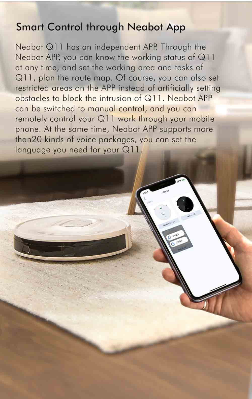 Neabot Q11 Robot Vacuum Cleaner 4000Pa Strong Suction Self Emptying Robotic Vacuum, Wi-Fi / Bluetooth Connectivity