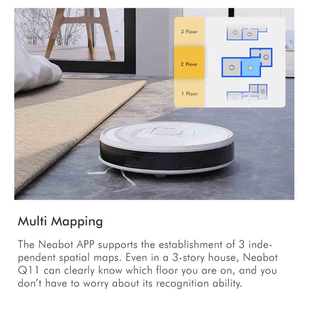 Neabot Q11 Robot Vacuum Cleaner 4000Pa Strong Suction Self Emptying Robotic Vacuum, Wi-Fi / Bluetooth Connectivity